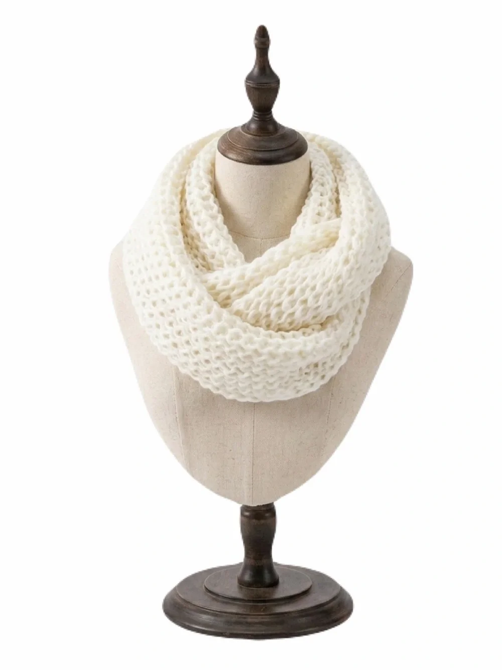 H&M Divided Soft Pointelle Knit White Cream Buttery Soft Infinity Scarf